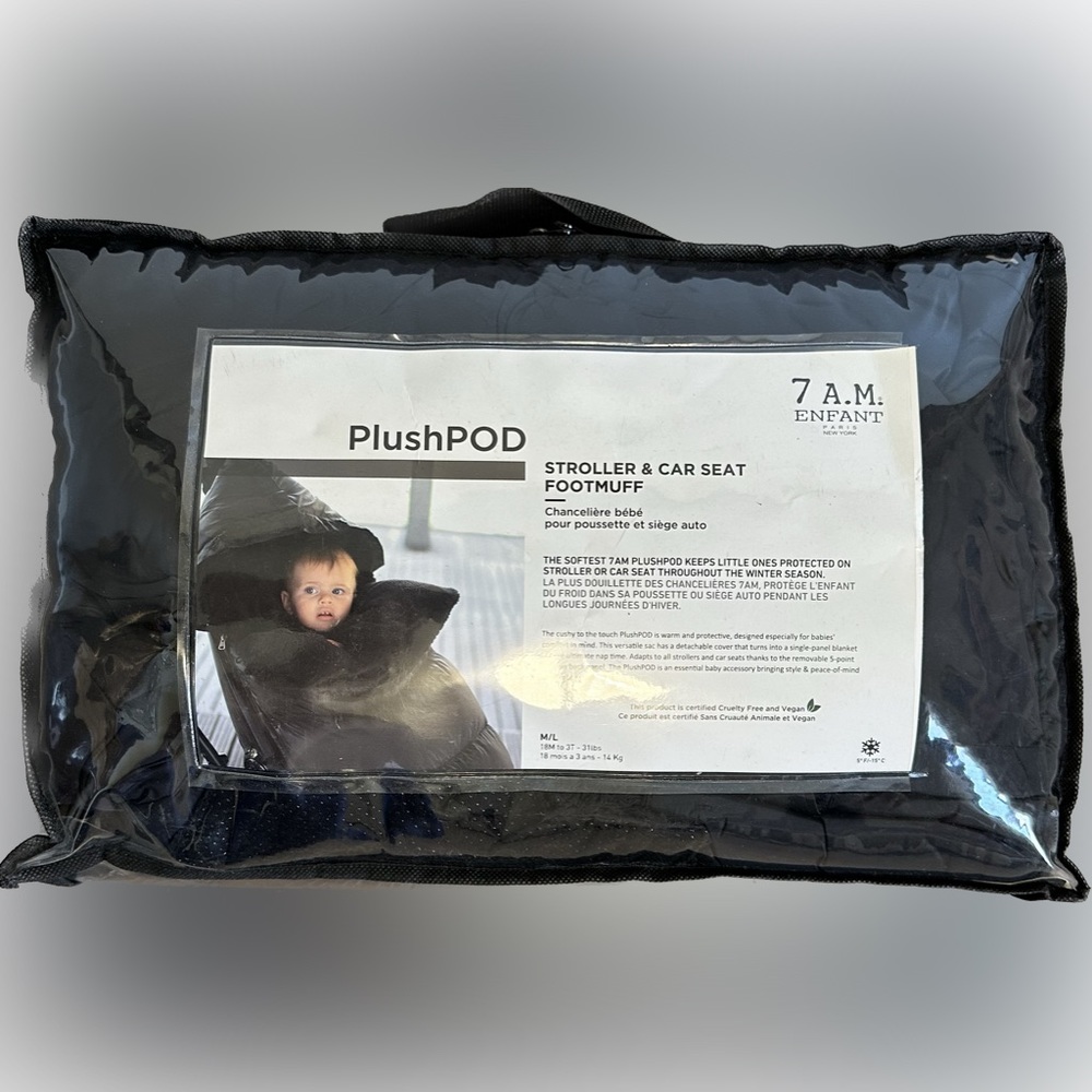 7 A.M. Enfant POD Footmuff, Small/Medium (0-18M) - Black Plush